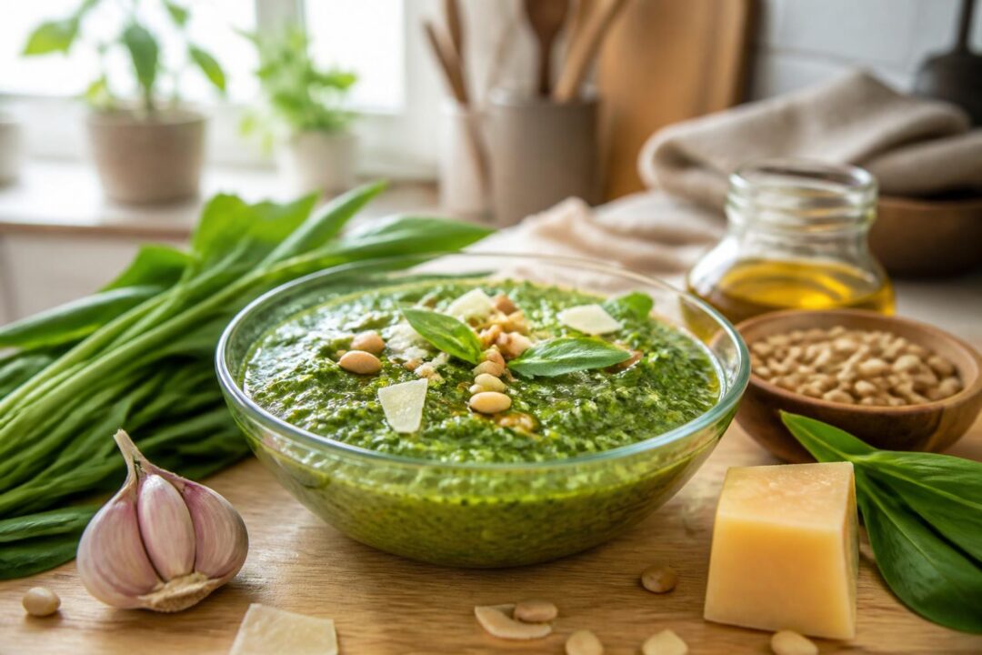 découvrez notre recette maison facile et rapide pour préparer un pesto à l'ail des ours savoureux, idéal pour sublimer vos plats printaniers.