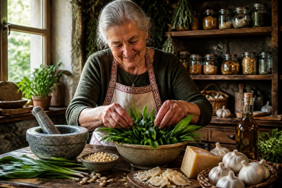 découvrez la recette authentique du pesto à l’ail des ours, une tradition revisitée par grand-mère pour un goût savoureux et naturel. parfait pour accompagner vos plats estivaux.
