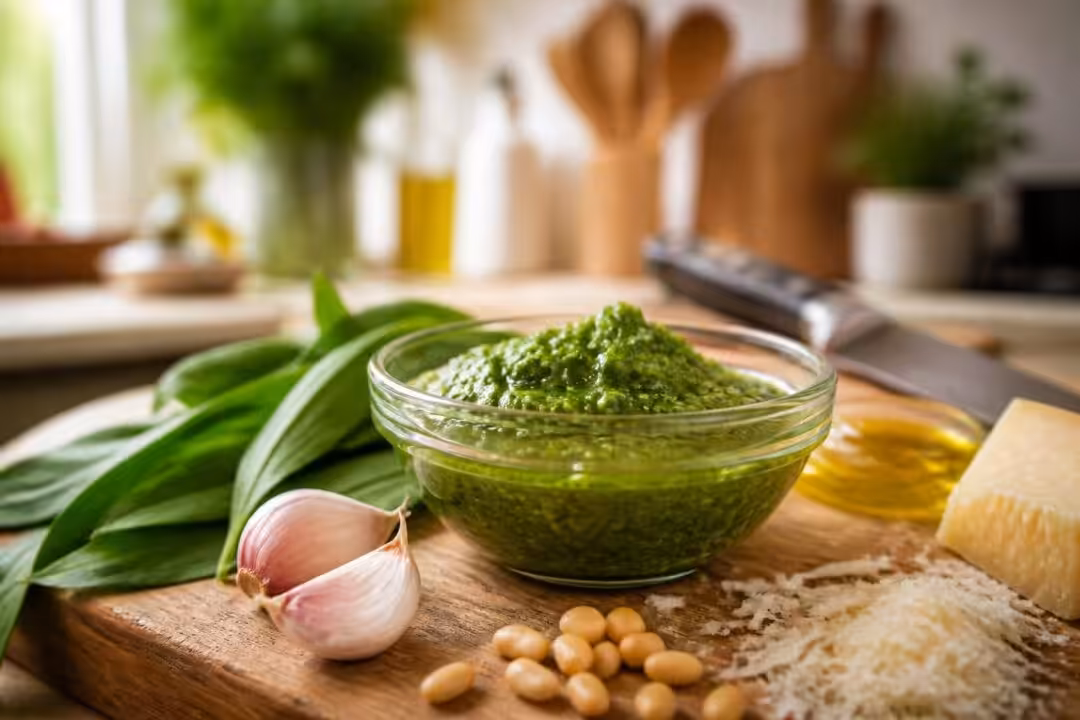 découvrez notre recette maison de pesto à l'ail des ours, facile et rapide à préparer pour régaler vos papilles avec une saveur printanière unique.