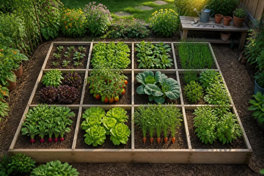 découvrez notre guide pratique illustré pour débutants sur le potager en carré et apprenez à cultiver facilement vos propres légumes chez vous.