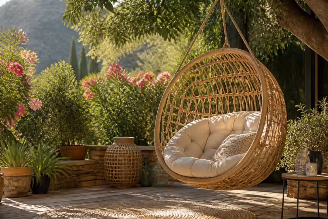 découvrez le fauteuil suspendu maisons du monde en liquidation exceptionnelle et profitez du soleil en toute sérénité avec style et confort.